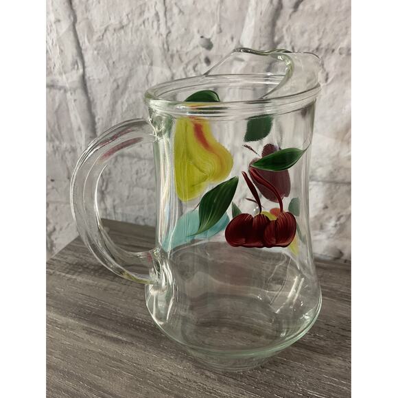 Vintage Clear Glass Pitcher With Fruit Theme 60’s - Picture 5 of 8